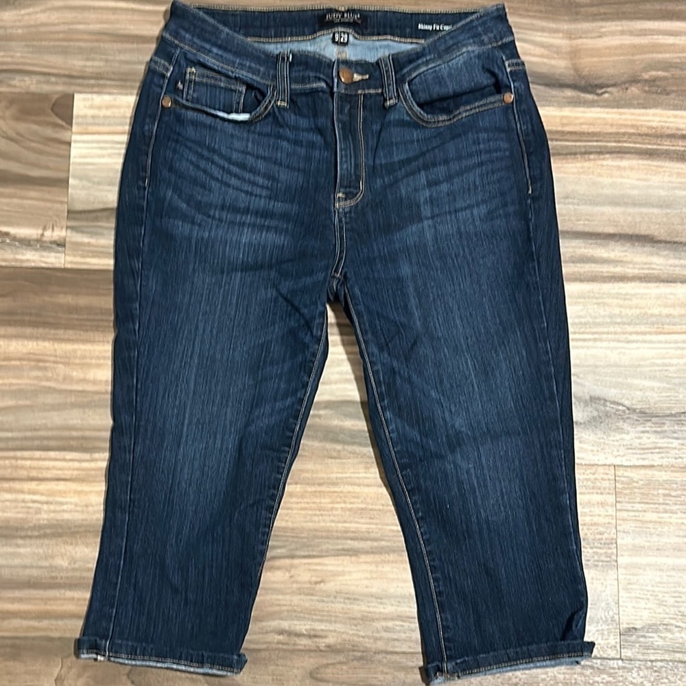 Judy Blue Capri Jeans Womens 9/29 Skinny Blue Denim Stretch High Rise Whisker
